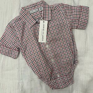 Janie and Jack Red and White Plaid Button Down Shirt